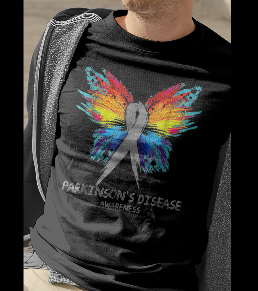 PARKINSON'S DISEASE Awareness Butterfly Rainbow T-Shirt