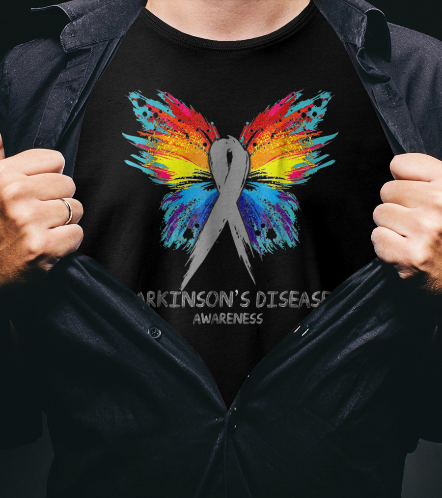 PARKINSON'S DISEASE Awareness Butterfly Rainbow T-Shirt