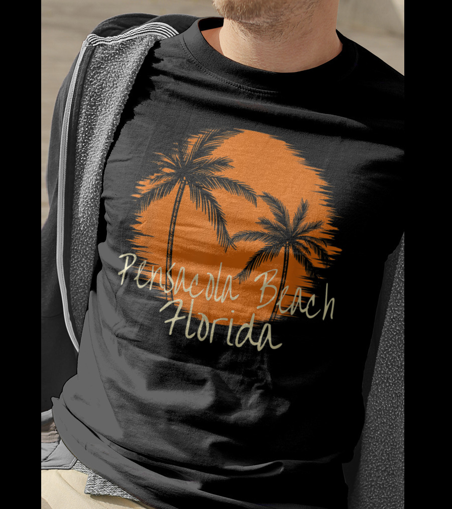 Pensacola Beach Florida Vacation Souvenir Sun Palm Trees T-Shirt