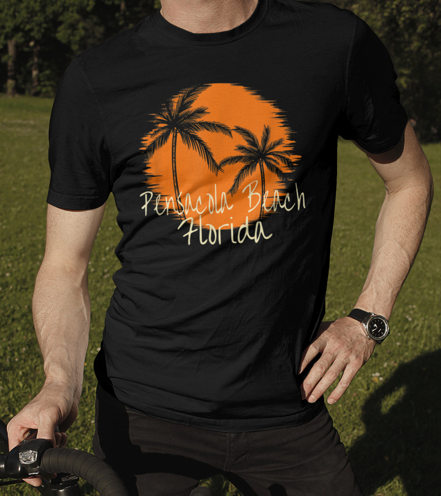 Pensacola Beach Florida Vacation Souvenir Sun Palm Trees T-Shirt