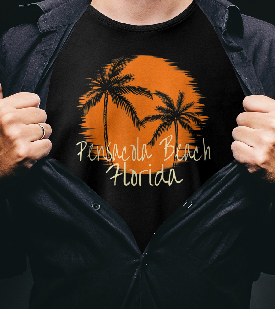 Pensacola Beach Florida Vacation Souvenir Sun Palm Trees T-Shirt