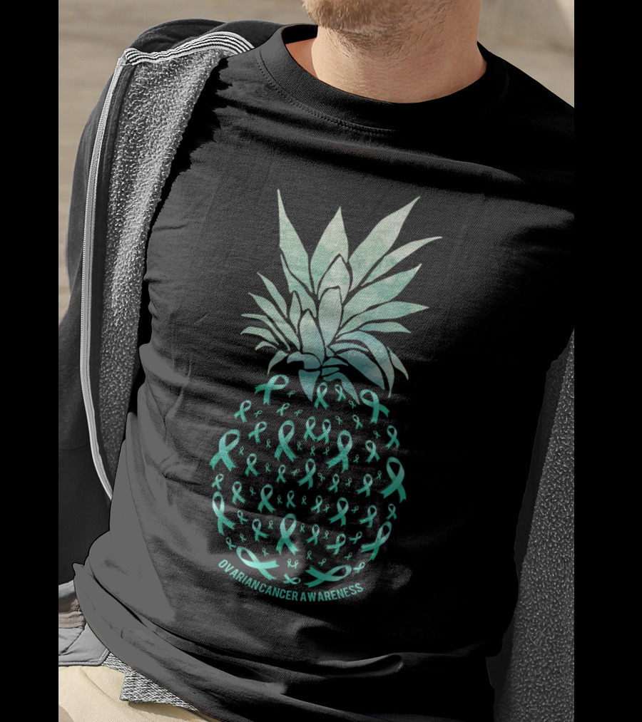Pineapple Ovarian Cancer Awareness Ribbons T-Shirt