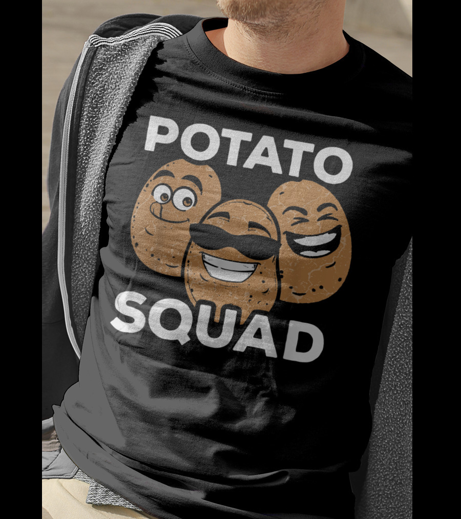 Potato Squad Cute Funny Potato Lover Smiling Cartoon Faces T-Shirt