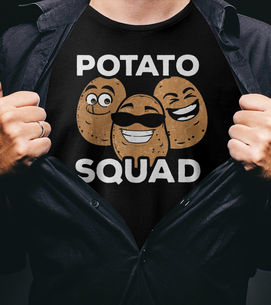 Potato Squad Cute Funny Potato Lover Smiling Cartoon Faces T-Shirt