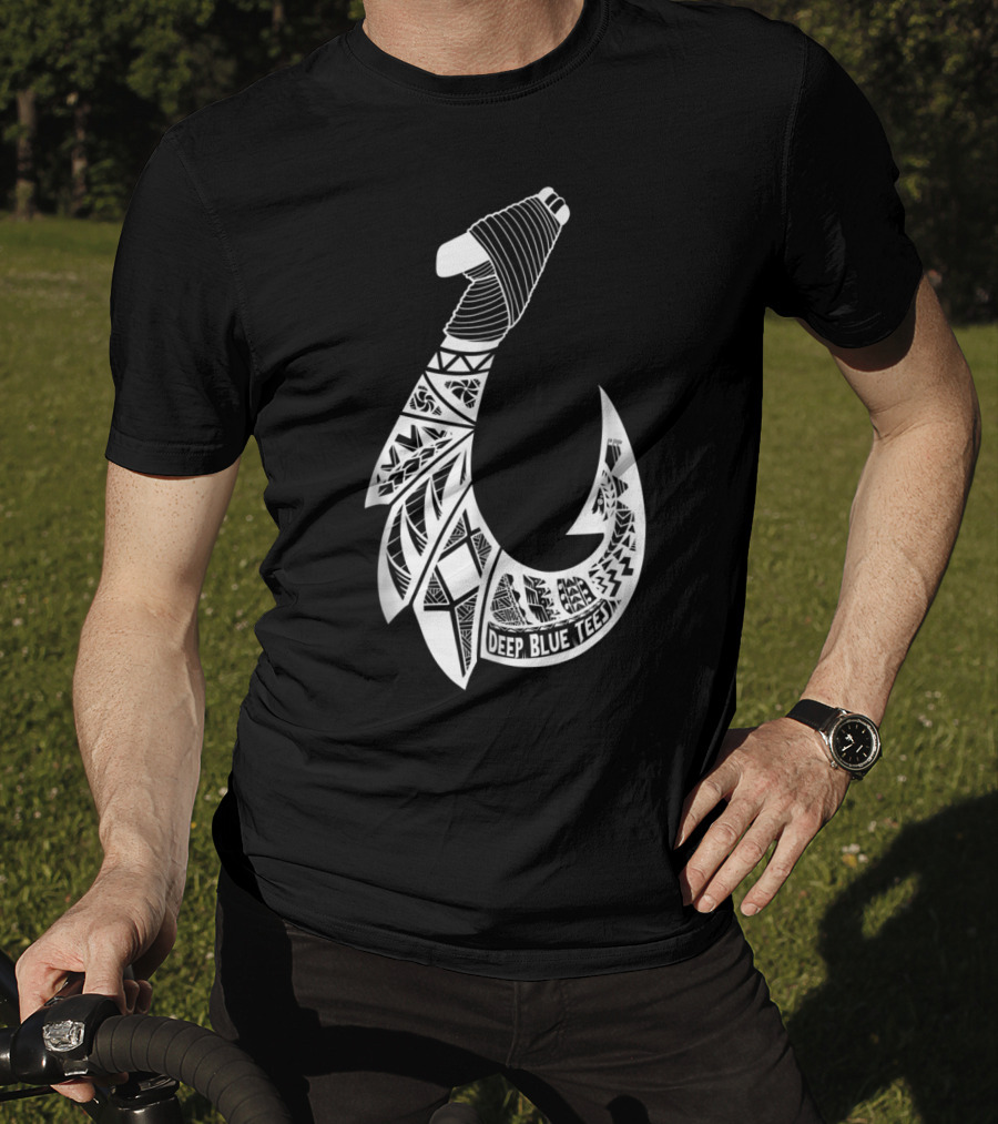 Tribal Hawaiian Hook By Deep Blue T-Shirt