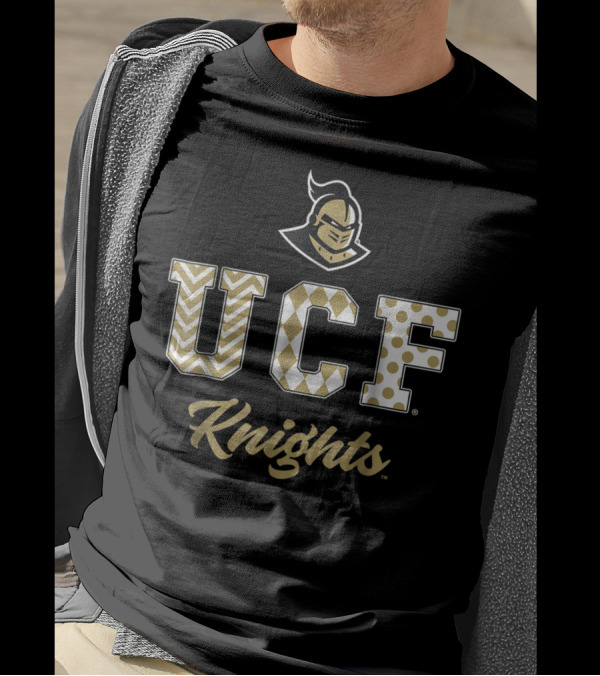 UCF Knights Chevron Argyle Polka Dot Patterned Letters T-Shirt