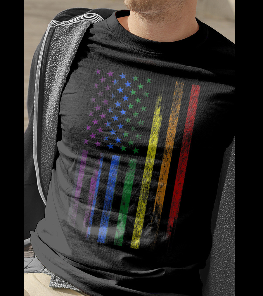 USA Rainbow Flag Gay Pride Symbol T-Shirt