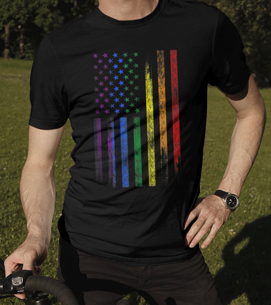 USA Rainbow Flag Gay Pride Symbol T-Shirt