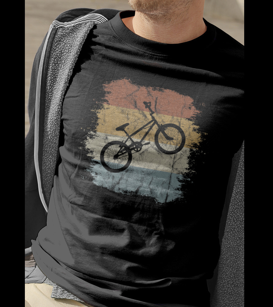 Vintage BMX Bike Silhouette On Retro T-Shirt