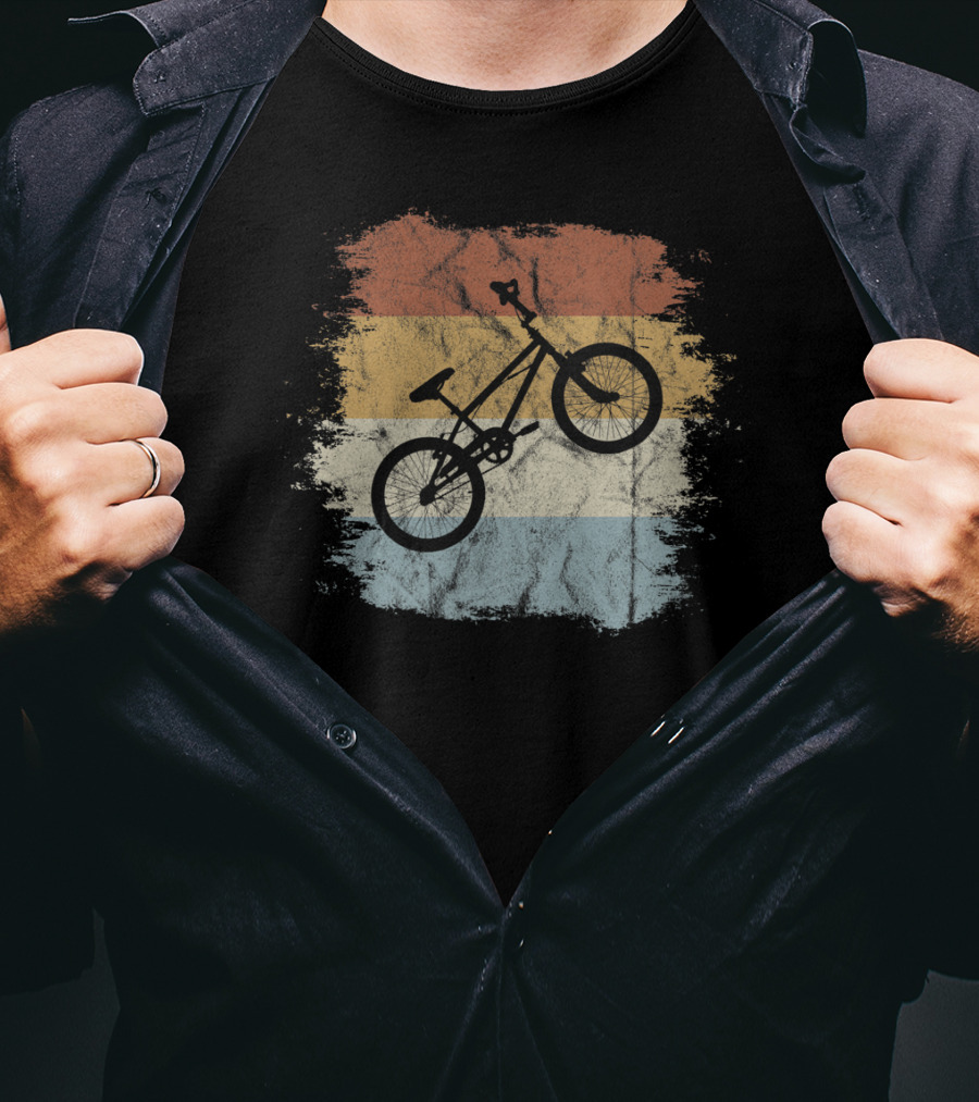 Vintage BMX Bike Silhouette On Retro T-Shirt