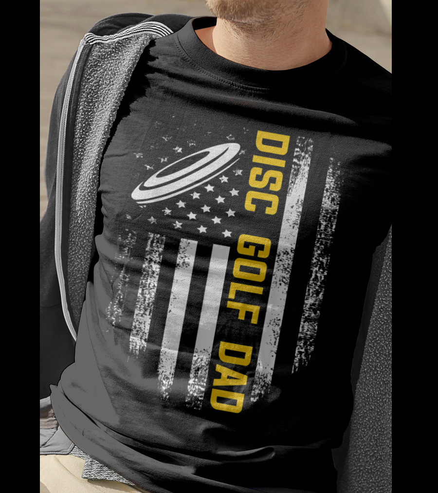 Disc Golf Dad American Flag Vintage Father's Day T-Shirt