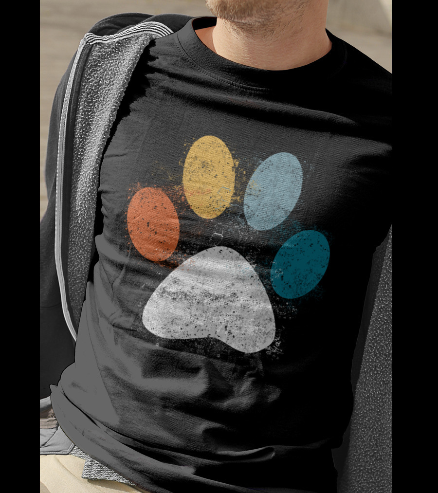 Vintage Distressed Multi-Color Dog Paw Print Love T-Shirt