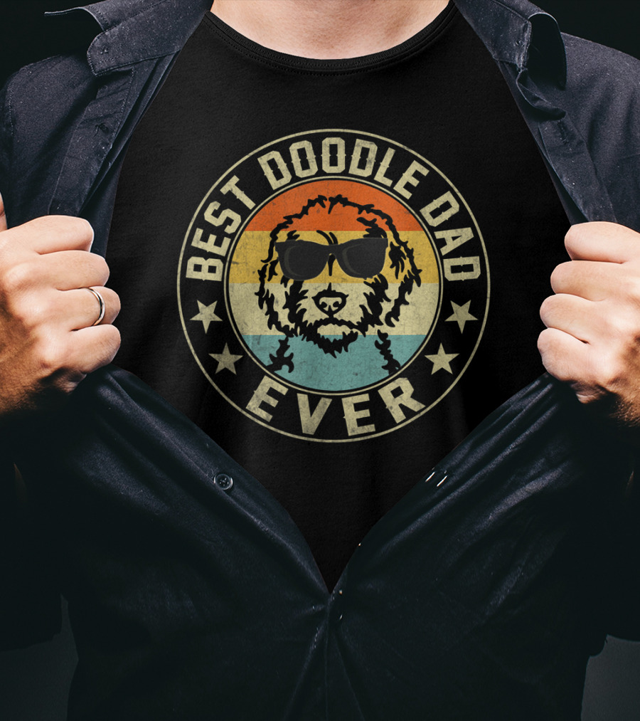 Best Doodle Dad Ever Vintage Goldendoodle Dad T-Shirt