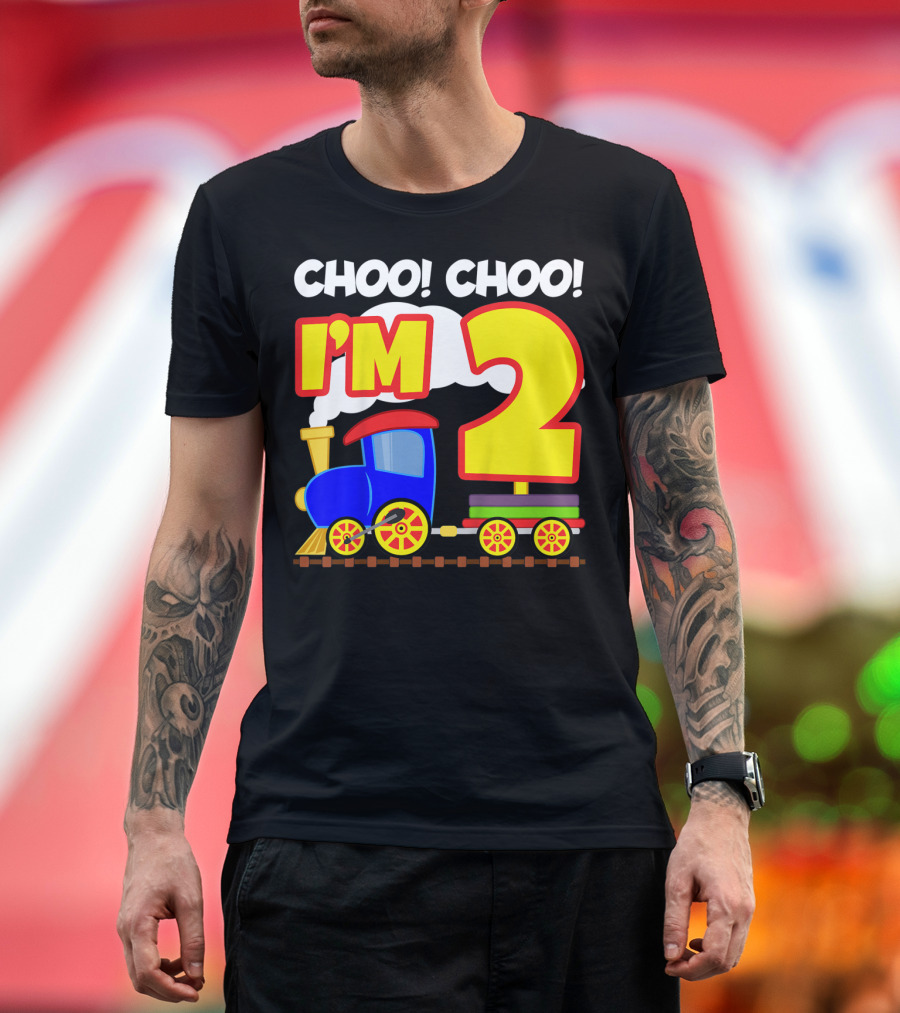 Choo Choo I'm 2 Year Old Train Birthday Toddler Fun T-Shirt