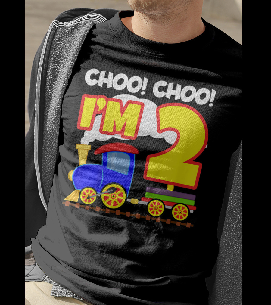 Choo Choo I'm 2 Year Old Train Birthday Toddler Fun T-Shirt