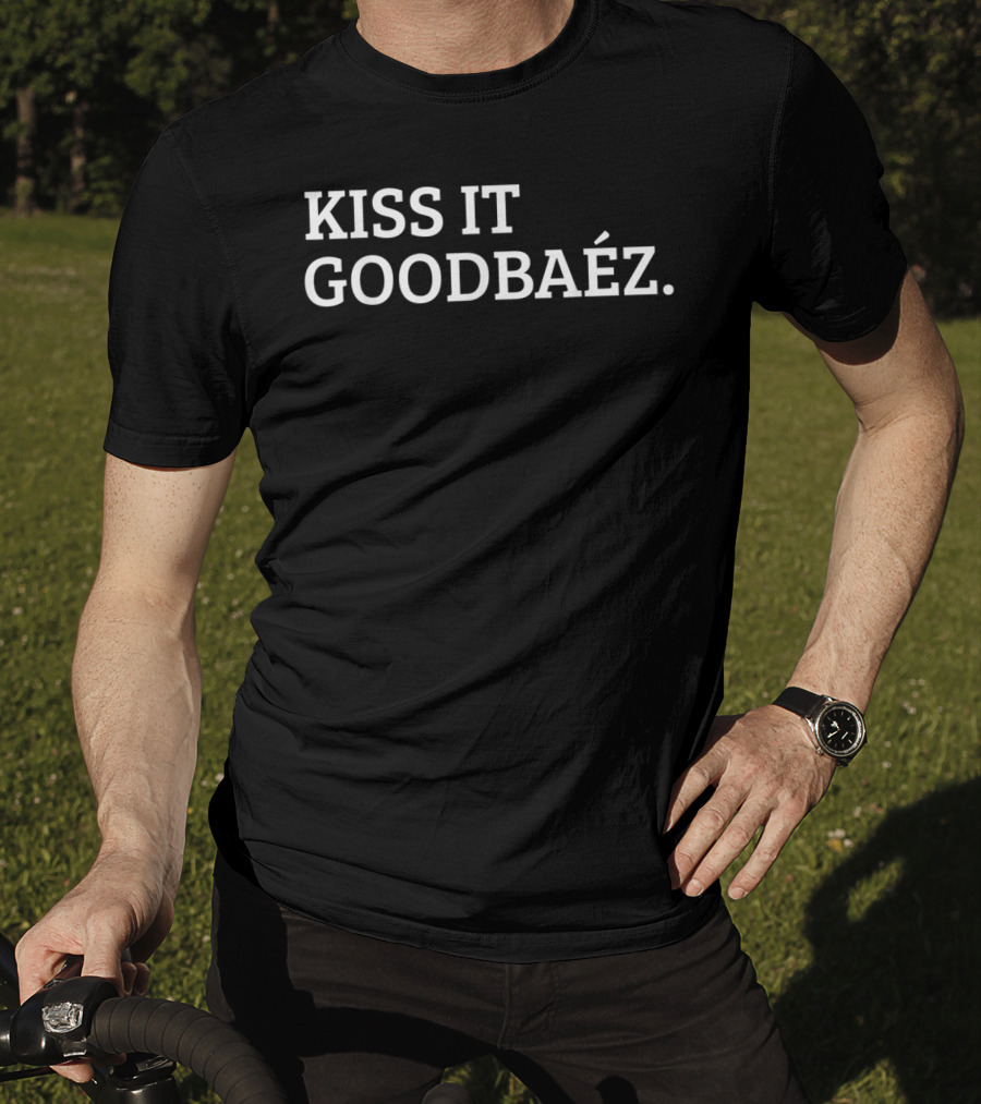 Kiss It Goodbaez Text Bold Statement In White T-Shirt