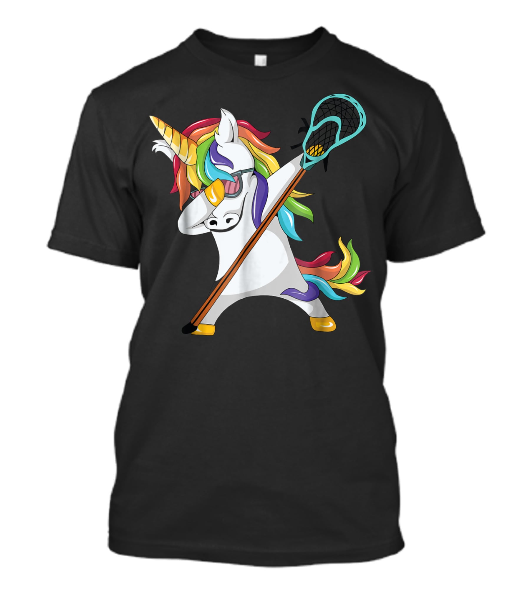 Lacrosse Dab Dabbing Unicorn With Colorful Mane T-Shirt