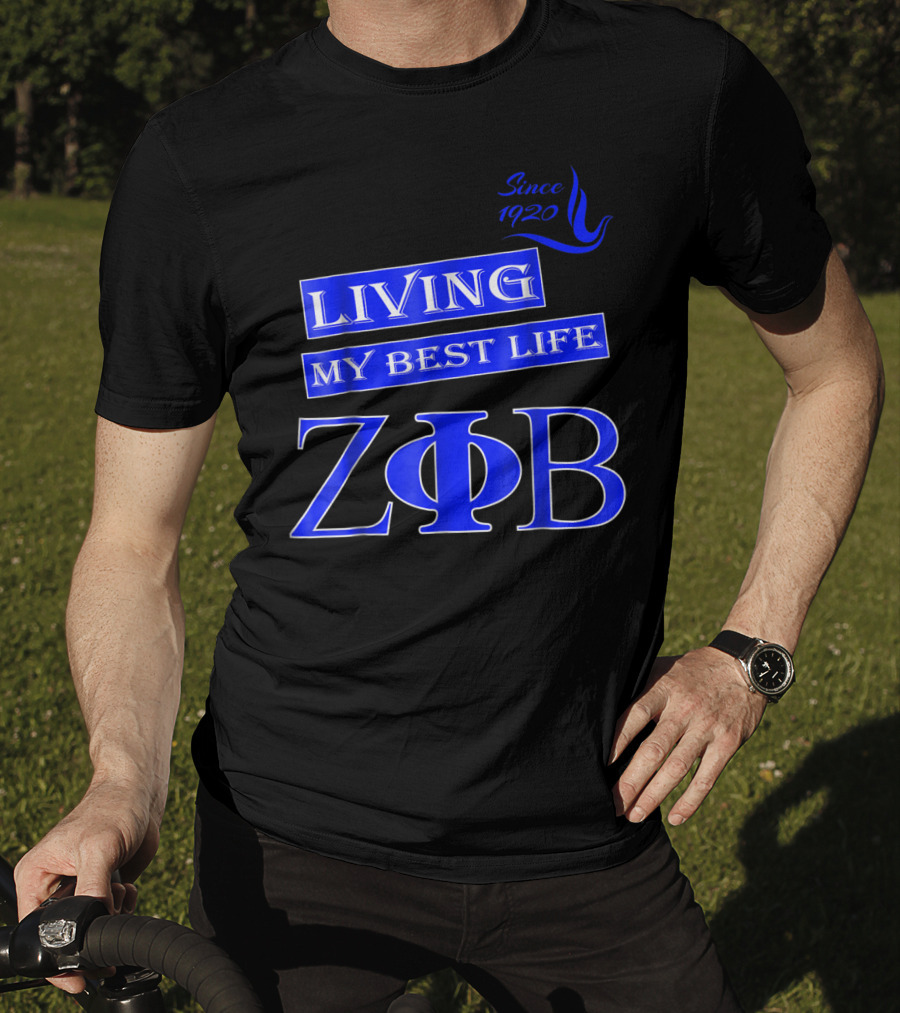 Living My Best Life Since 1920 Zeta Phi Beta Blue Soro T-Shirt