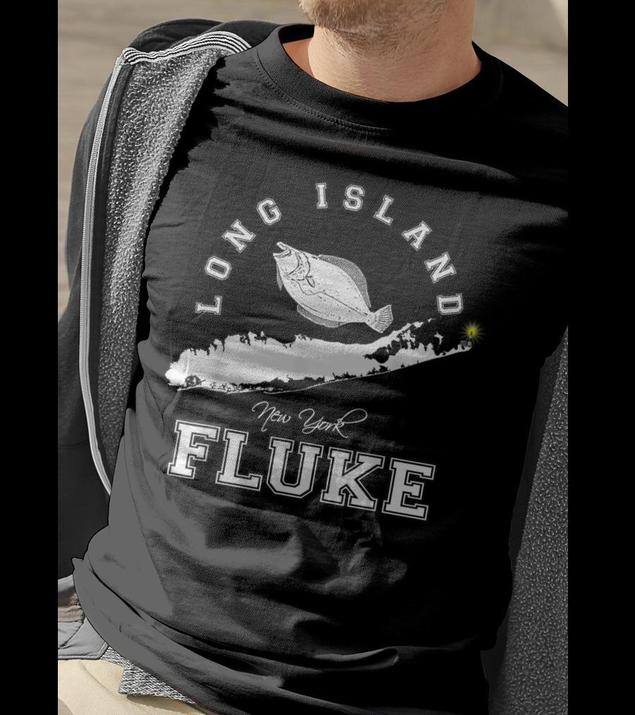 Long Island New York Fluke Fishing Map T-Shirt