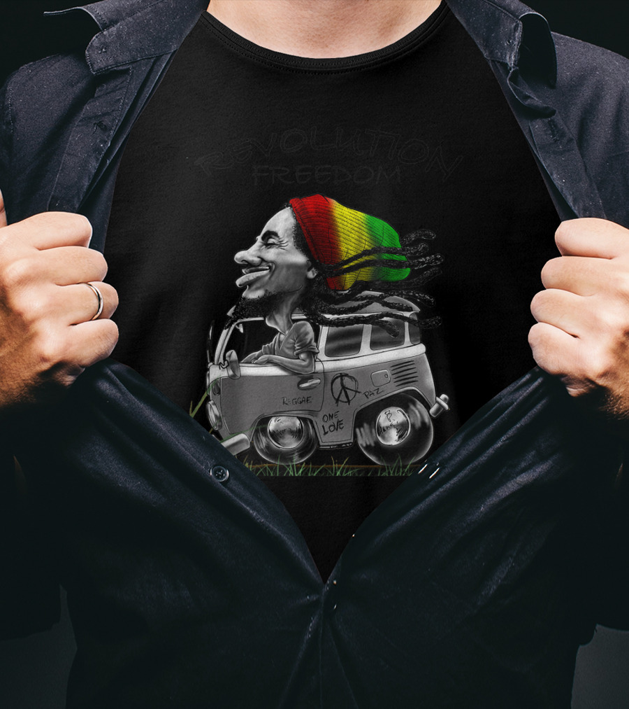Revolution Freedom Rasta Reggae One Love Marley Peace Bus Bob Lover T-Shirt