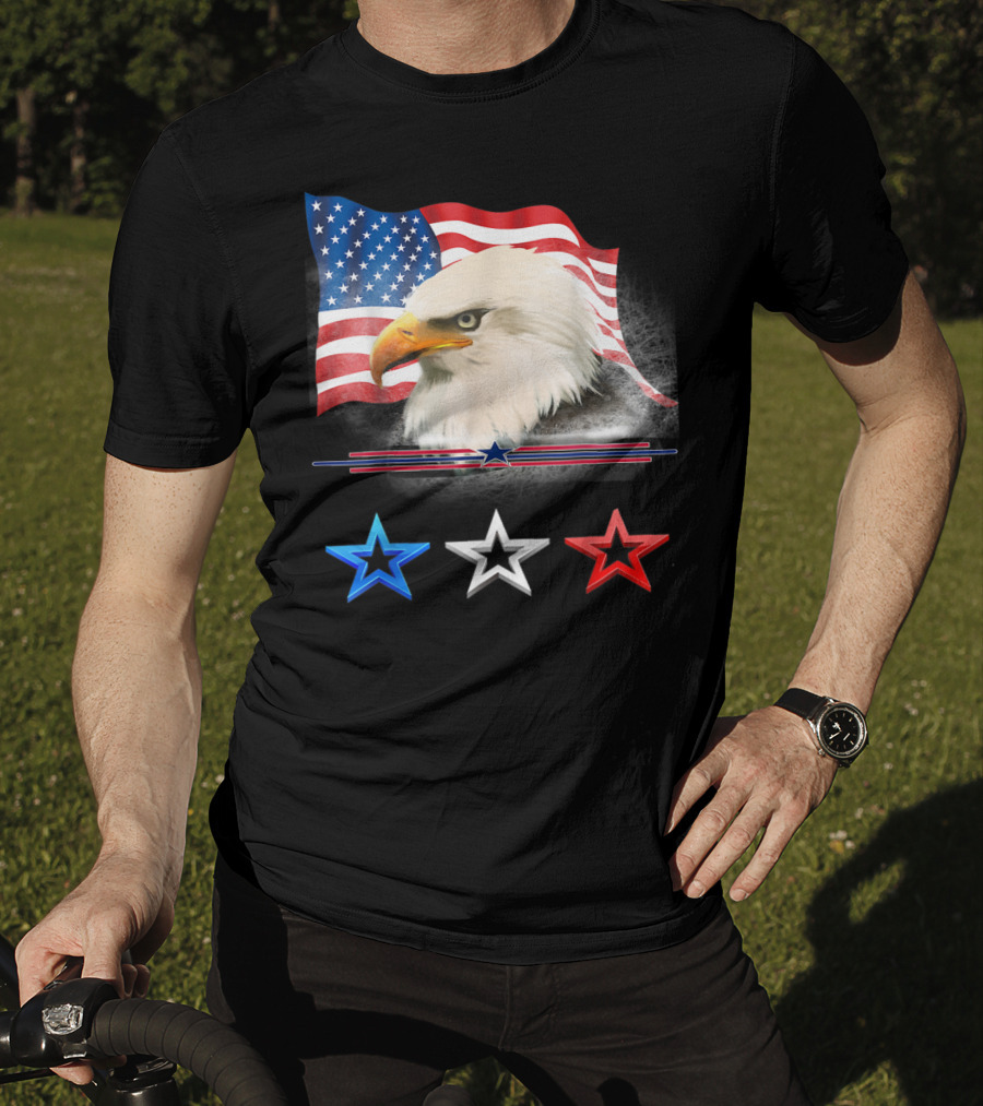 American Flag Eagle With Red White Blue Stars T-Shirt