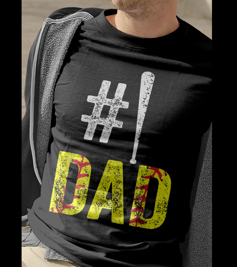 1 Dad Baseball Softball Funny Daddy T-Shirt
