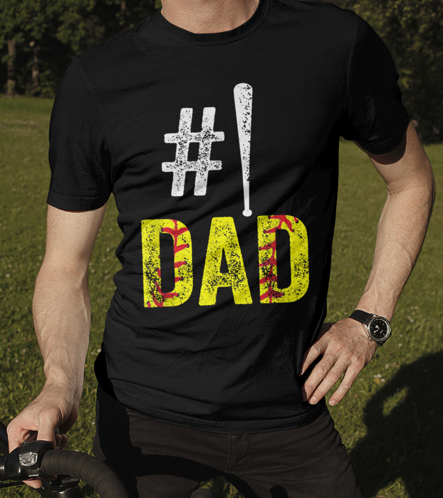 1 Dad Baseball Softball Funny Daddy T-Shirt