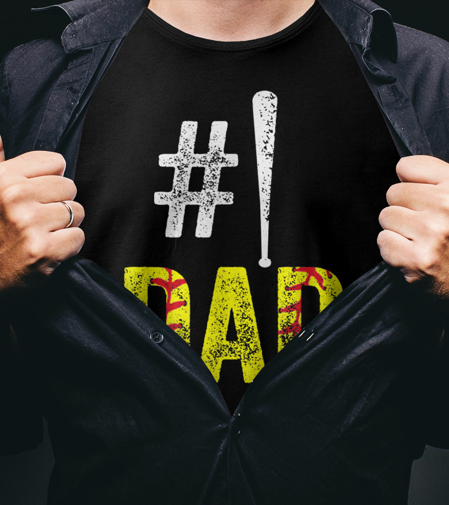 1 Dad Baseball Softball Funny Daddy T-Shirt