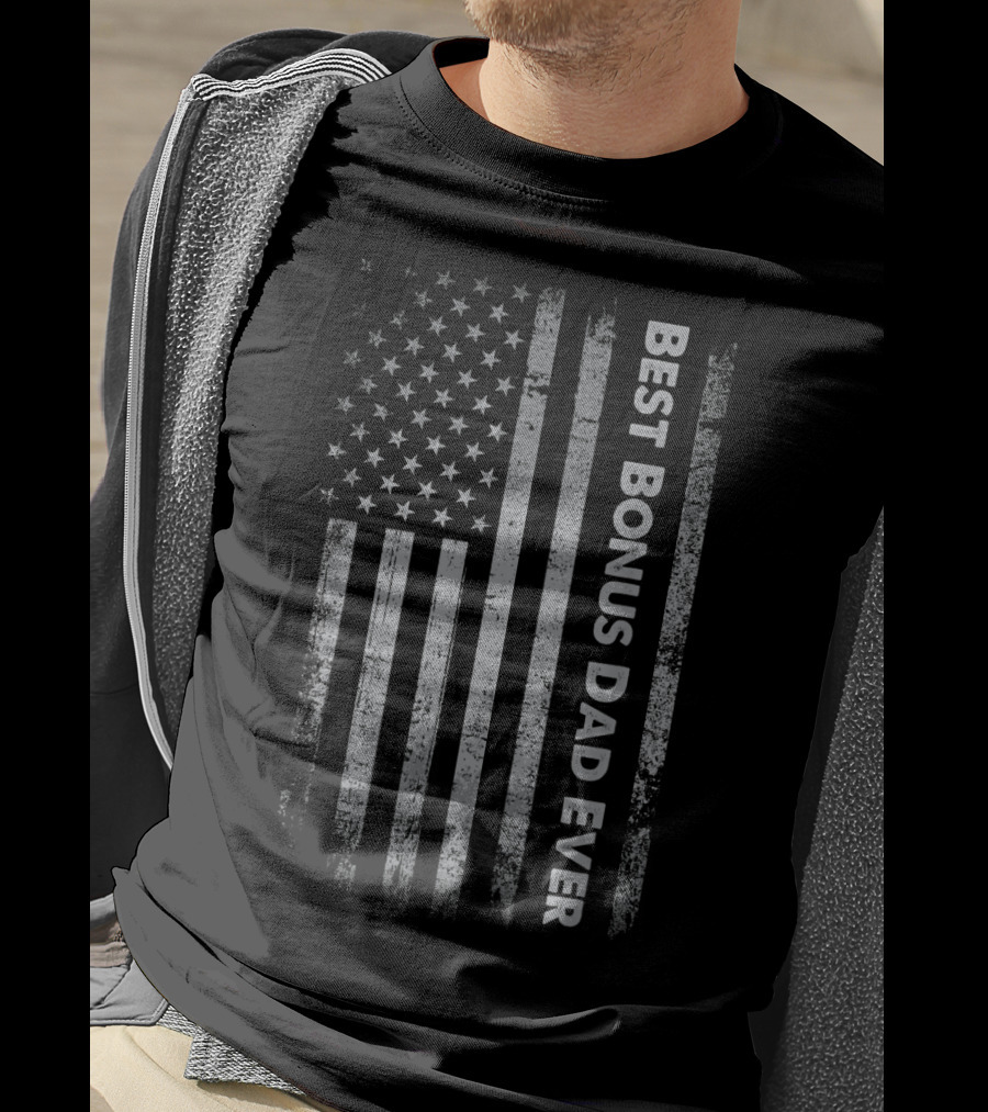 Best Bonus Dad Ever American Flag T-Shirt