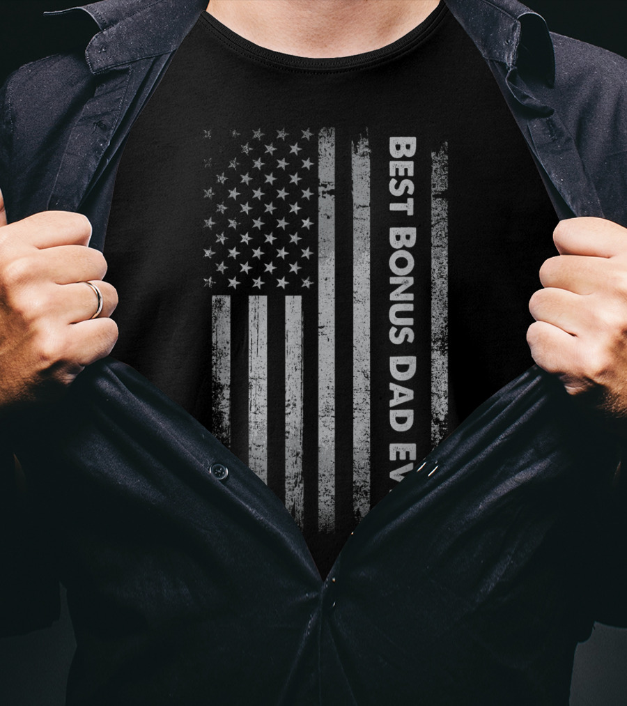 Best Bonus Dad Ever American Flag T-Shirt