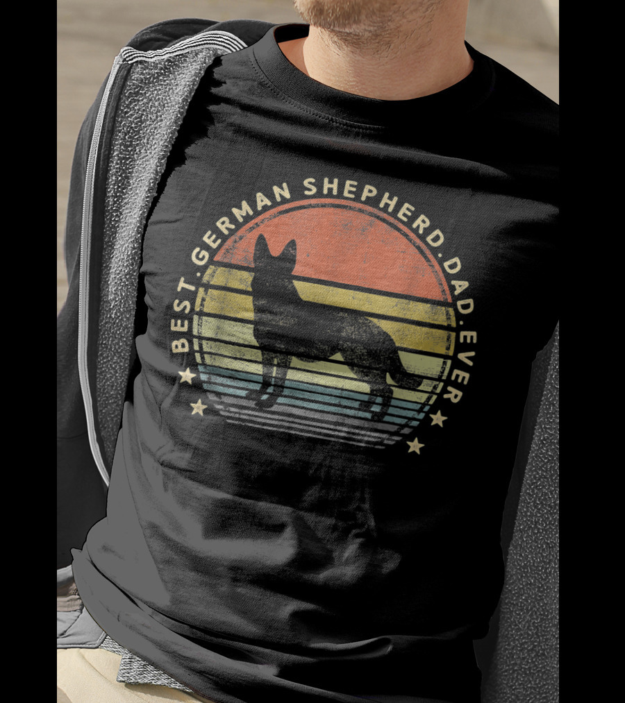 Mens Best German Shepherd Dad Ever Retro T-Shirt