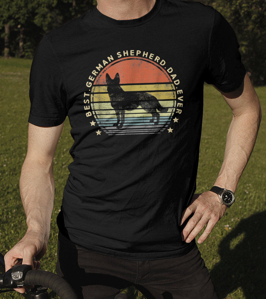 Mens Best German Shepherd Dad Ever Retro T-Shirt