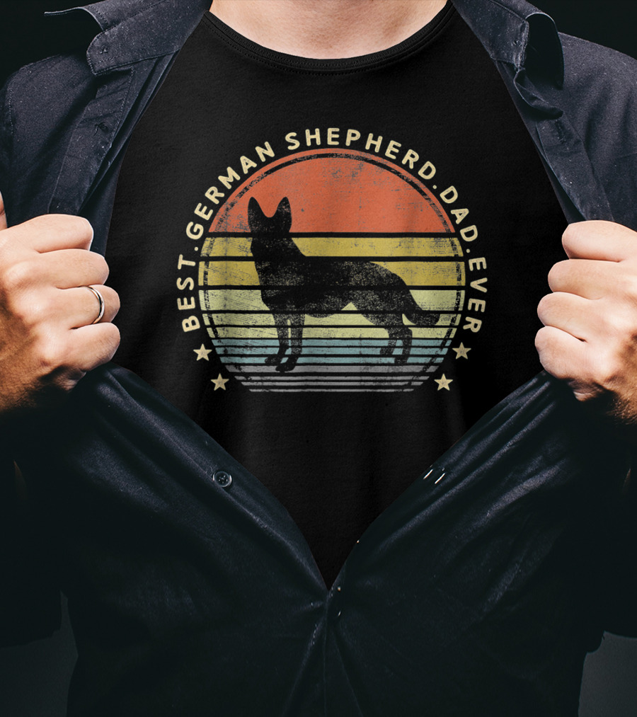 Mens Best German Shepherd Dad Ever Retro T-Shirt