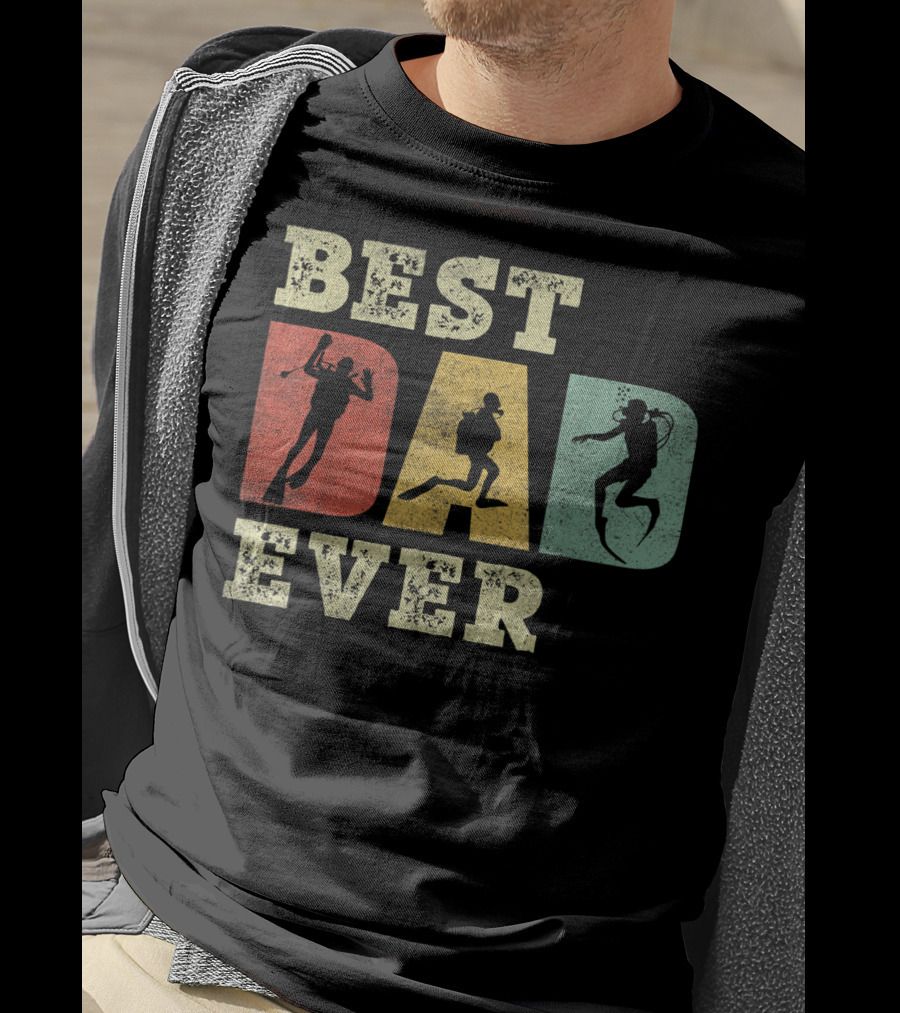 Mens Best Dad Ever With Scuba Diving T-Shirt