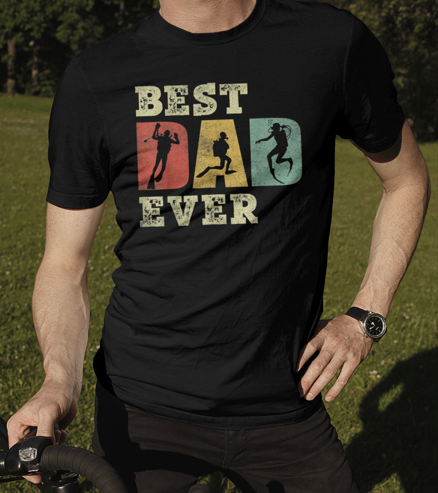 Mens Best Dad Ever With Scuba Diving T-Shirt