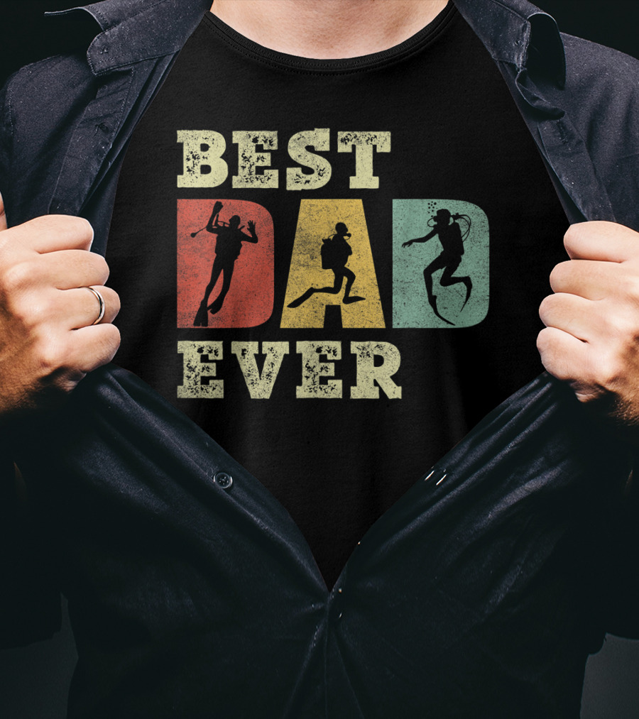 Mens Best Dad Ever With Scuba Diving T-Shirt