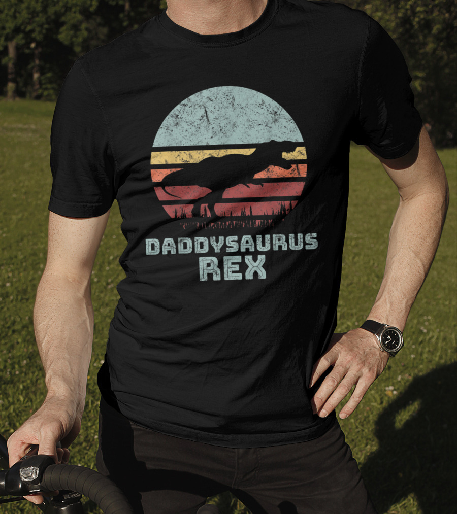 Daddysaurus Rex TRex Sunset Dinosaur Father's Day T-Shirt