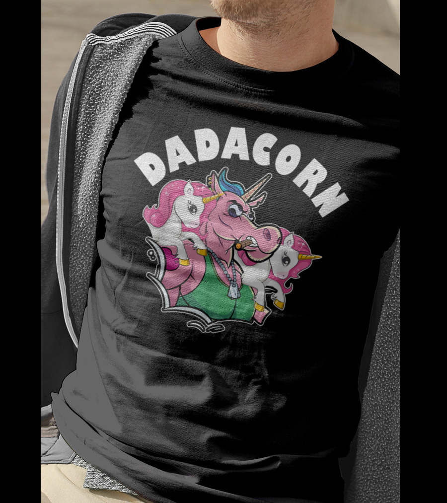DADACORN Mens Funny Twin Dad Unicorn T-Shirt
