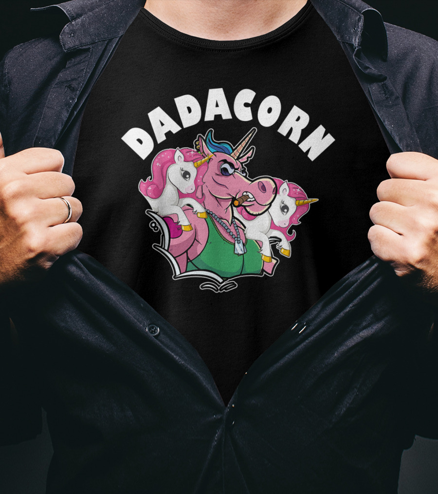 DADACORN Mens Funny Twin Dad Unicorn T-Shirt