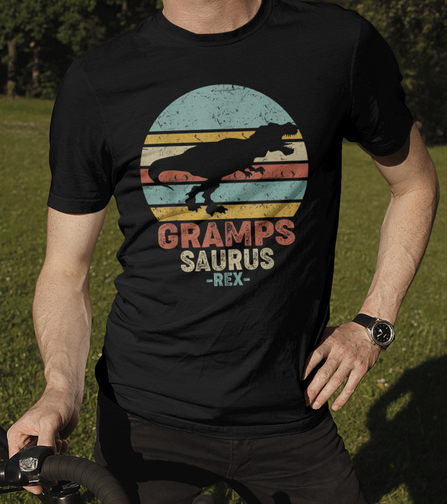 Grampsaurus Dinosaur Vintage Rex Retro Stripes T-Shirt