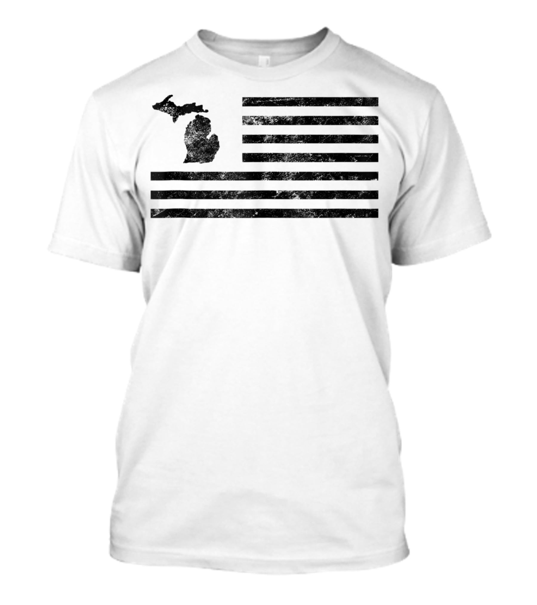 Mens Michigan State Distressed American Flag T-Shirt