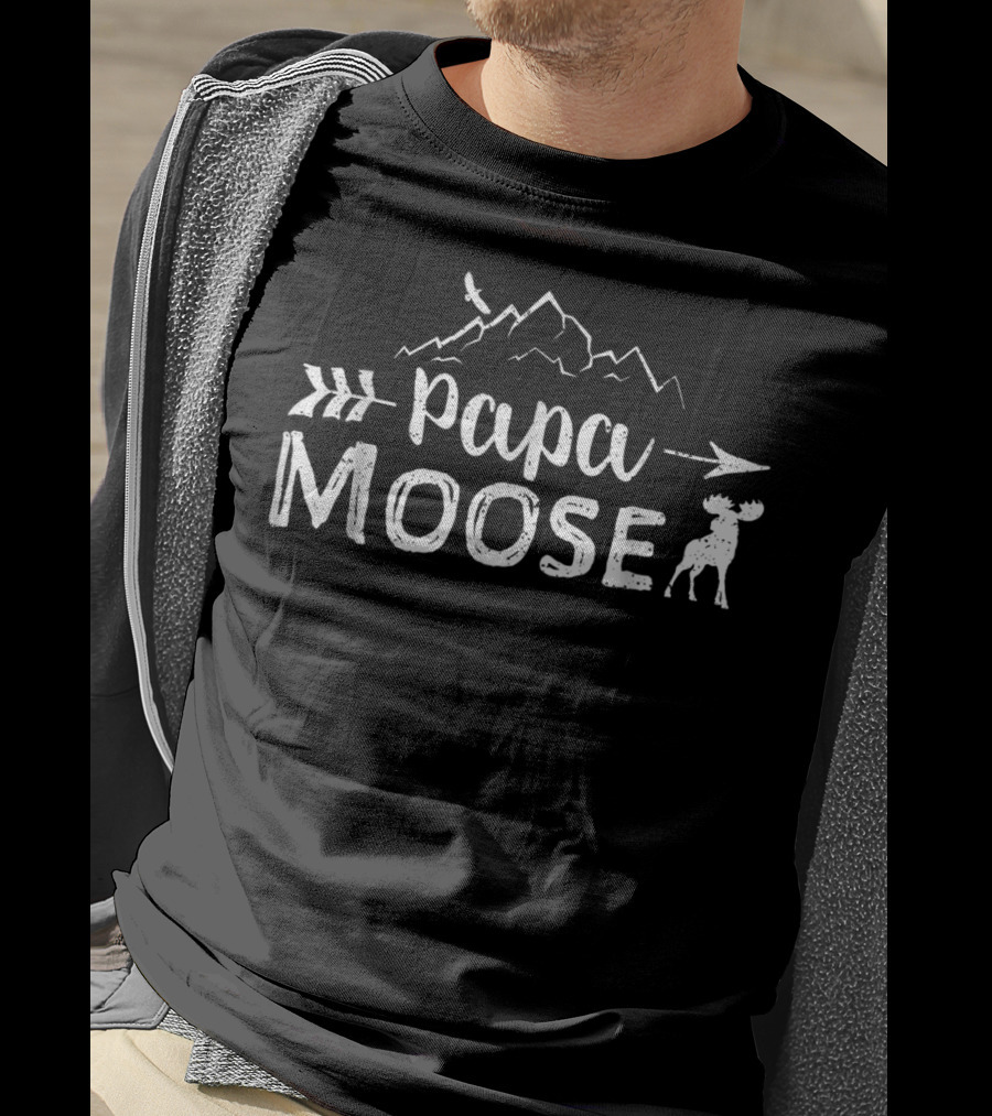 Papa Moose Mountain Arrow Matching Family Mens Mama Papa T-Shirt