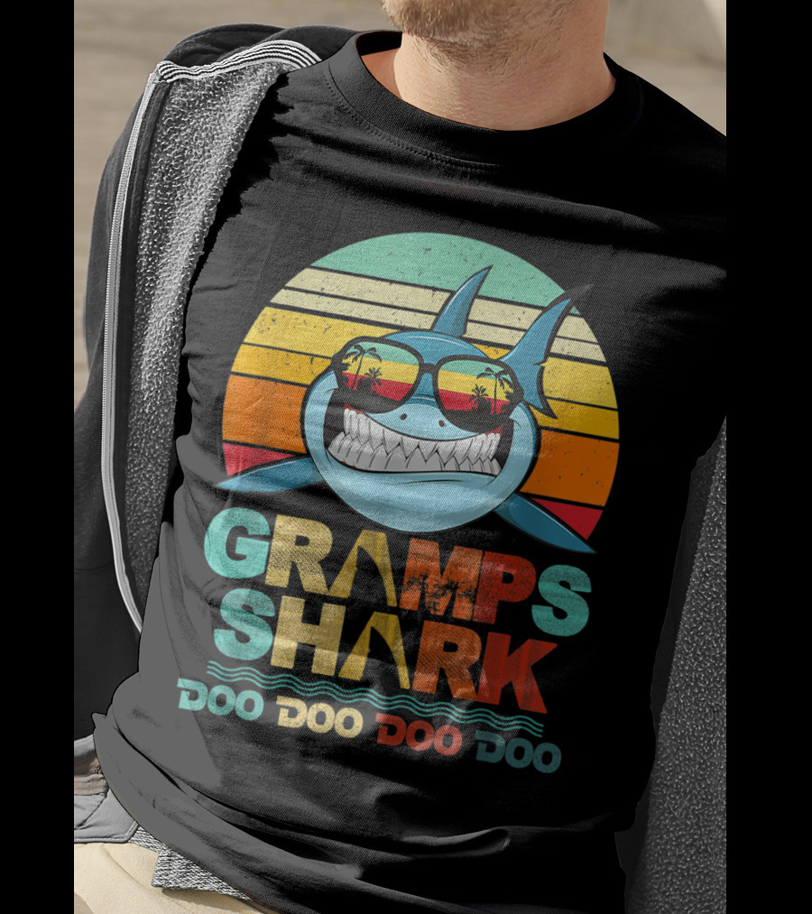 Gramps Shark Doo Doo Doo Doo Mens Vintage Funny T-Shirt
