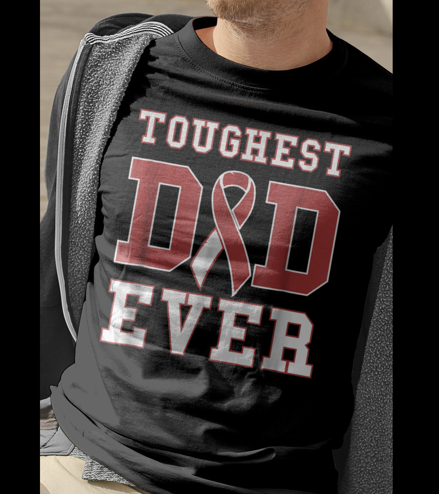 Toughest Dad Ever Head Neck Cancer Survivor Ribbon T-Shirt