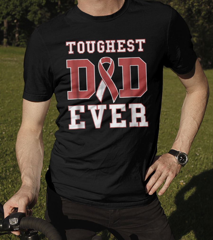 Toughest Dad Ever Head Neck Cancer Survivor Ribbon T-Shirt