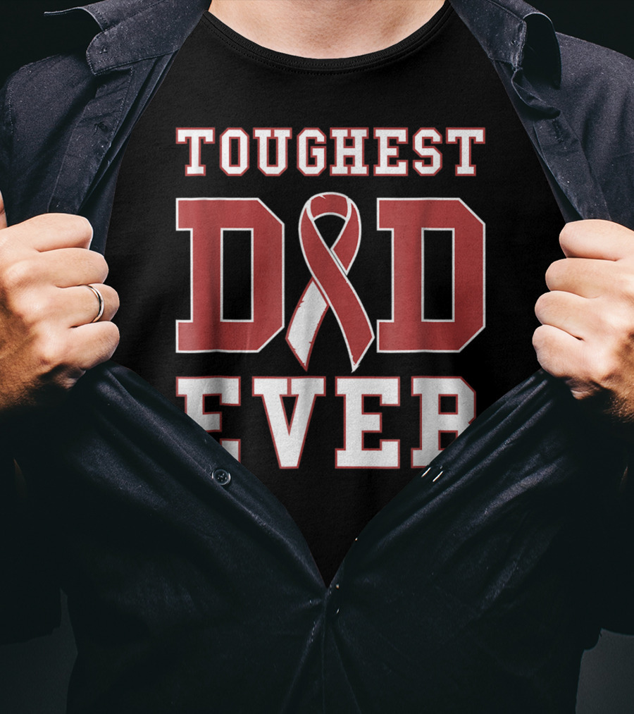 Toughest Dad Ever Head Neck Cancer Survivor Ribbon T-Shirt