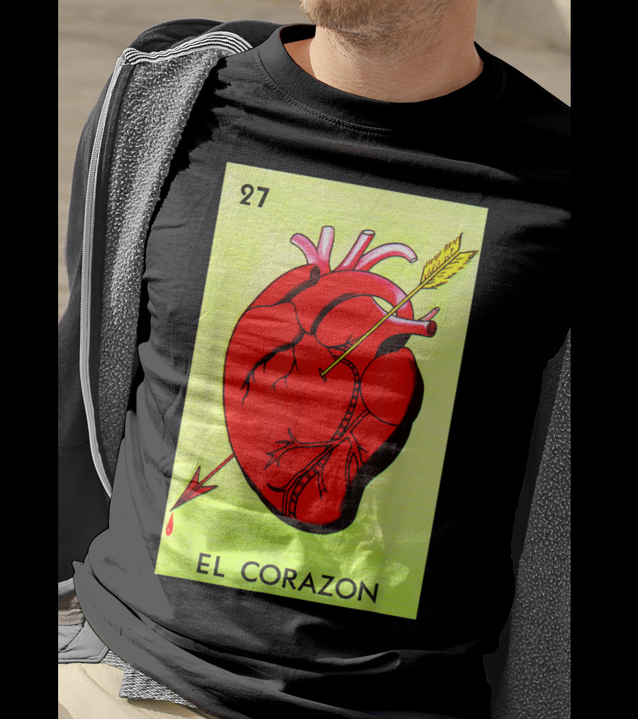 Mexican Loteria Card 27 El Corazon Heart With Arrow T-Shirt