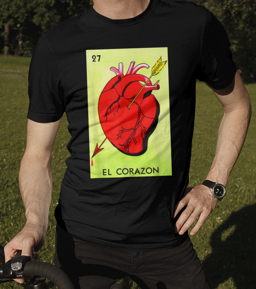Mexican Loteria Card 27 El Corazon Heart With Arrow T-Shirt