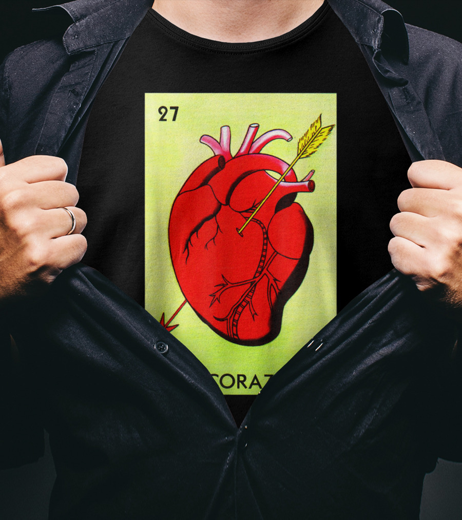 Mexican Loteria Card 27 El Corazon Heart With Arrow T-Shirt