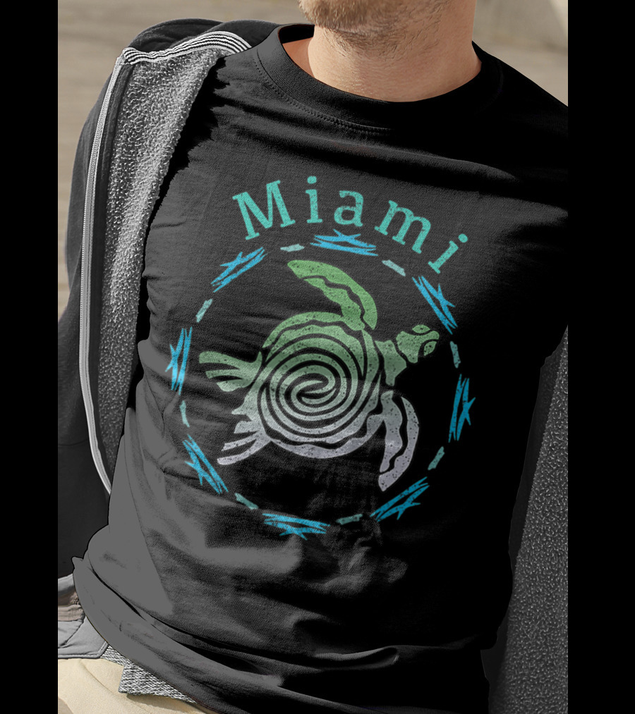 Miami Spiral Tribal Turtle Vintage Raglan T-Shirt